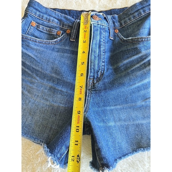 Madewell High-Rise Denim Shorts in Glenoaks Wash Rough Hem Cutoff Size 27 - Picture 14 of 16